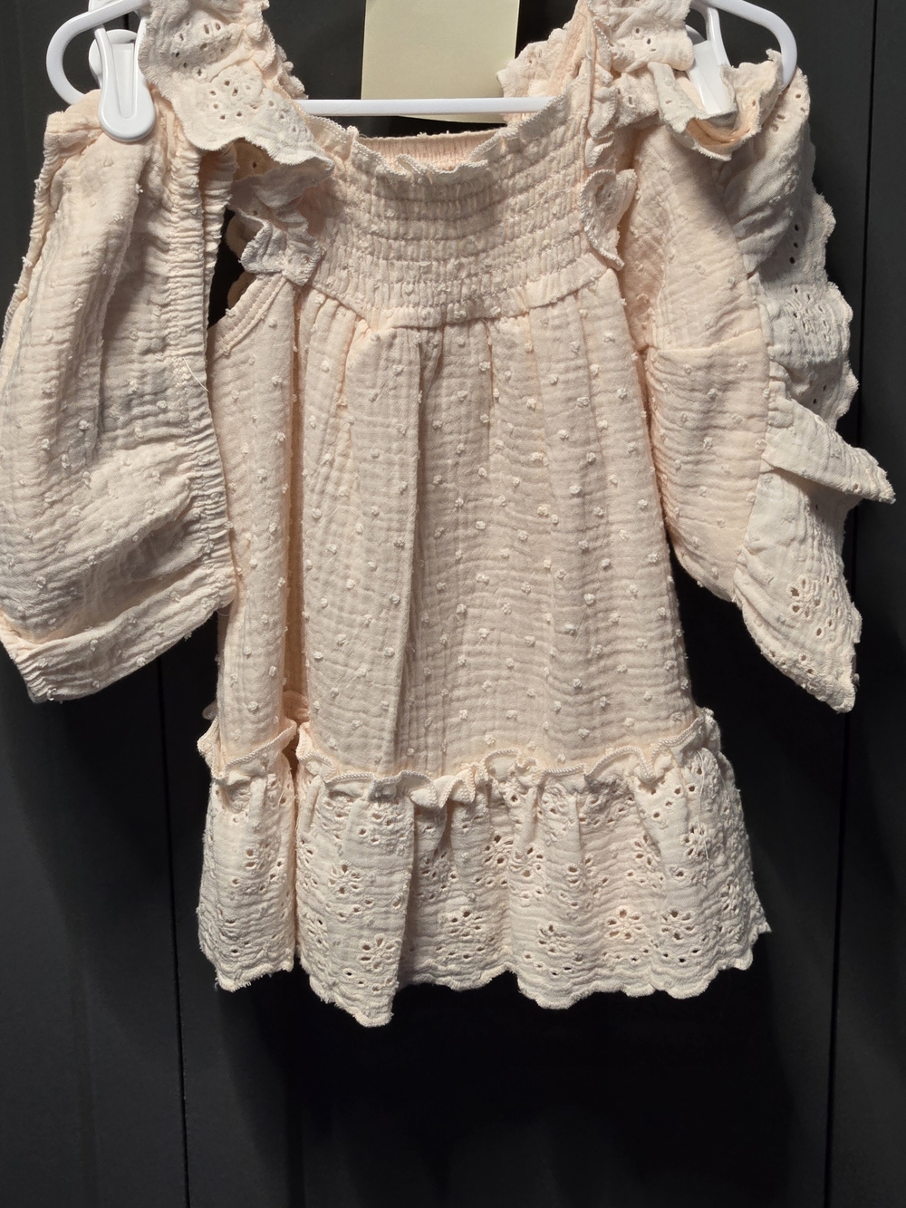 Rachel Zoe Girls' Peach Eyelet Ruffle Peasant Top